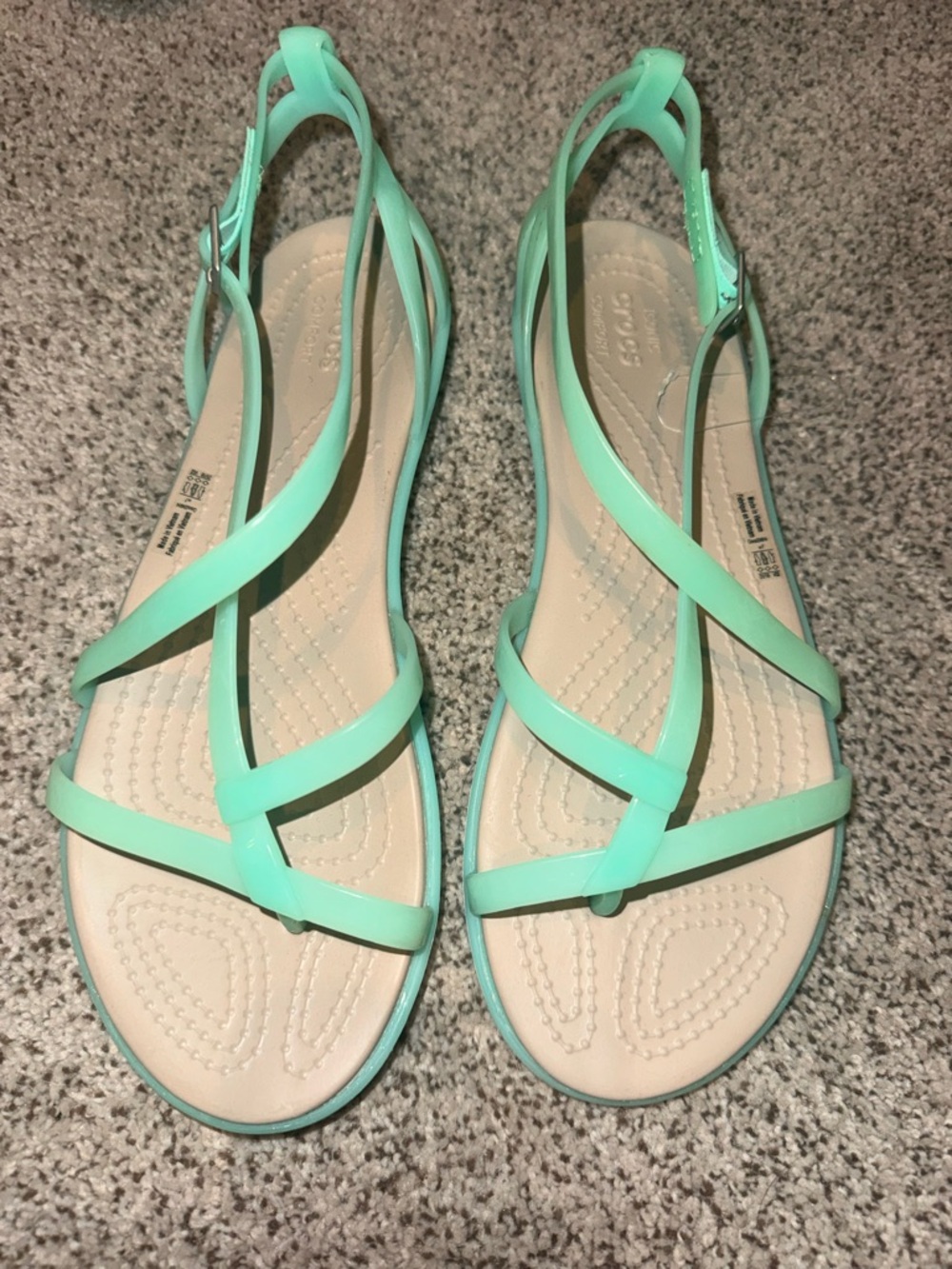 Women's Mint Green CROCS Strappy Sandals sz 7